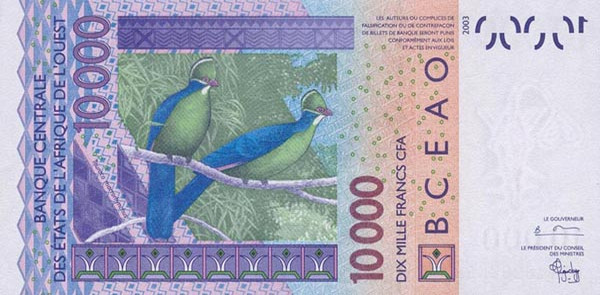 10000 cfa francs bceao
