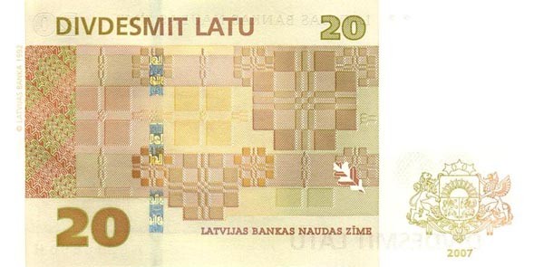 20 latvian lati