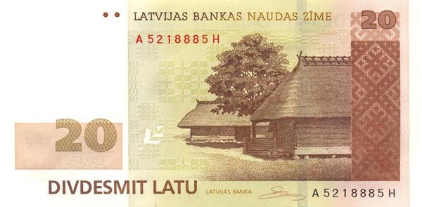 20 latvian lati