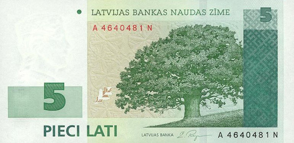 5 latvian lati