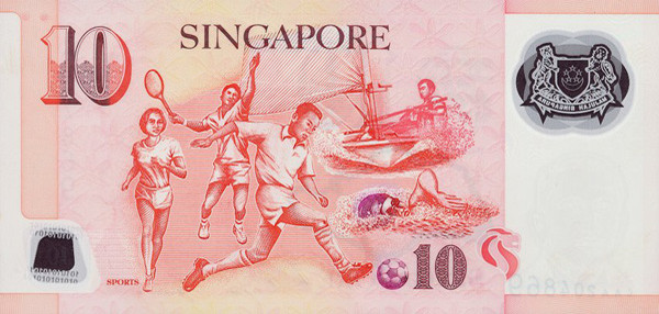 SGD Ten Signapore Dollar Banknote Back