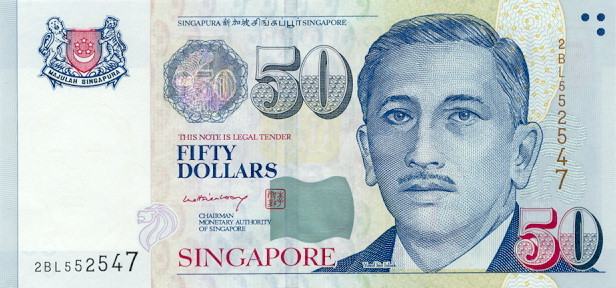 SGD Fifty Signapore Dollar Banknote Front