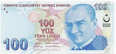 100 turkish liras