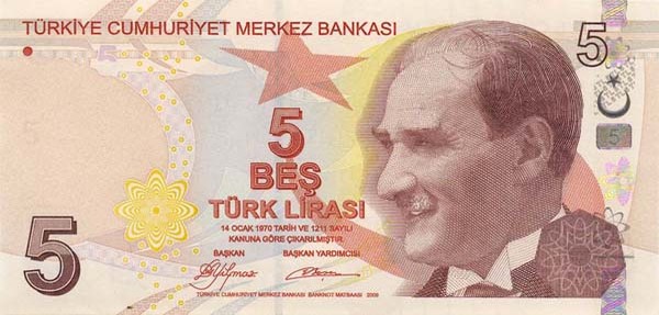5 turkish liras