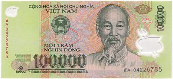 100000 vietnamese dongs